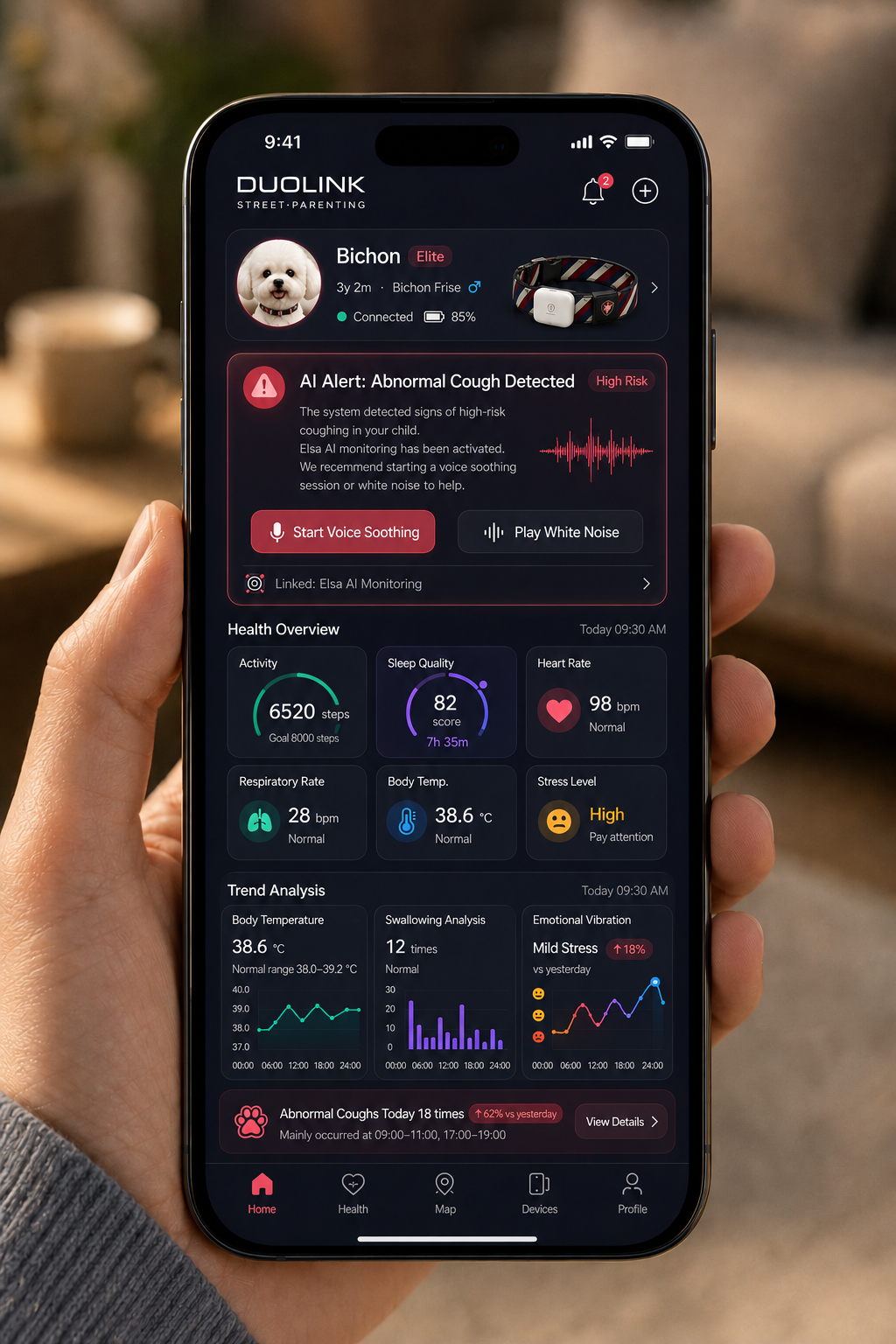 DuoLink App anomaly alert screenshot